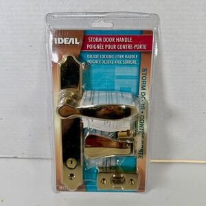 Ideal Security SK1215 Deluxe Locking Lever Storm Door Handle Brass Set